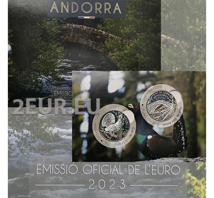 ANDORRA 1,25 EURO 2023 - Patrimonio culturale di Andorra: il gallo cedrone e il ponte di San Antonio de la Grella