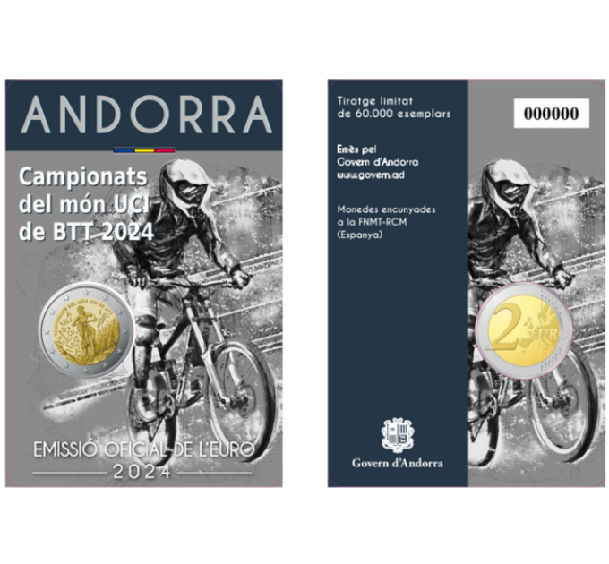 Andorra 2 euro FDC coincard 2024 - Campionati del mondo di mountain bike UCI ad Andorra