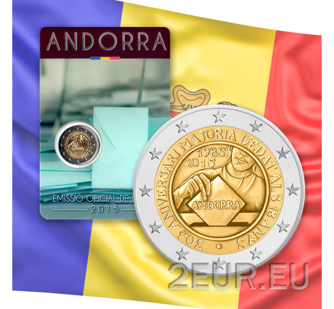 Andorra 2 euro BU coincard 2015 - 30 anni da quando 18 sono diventati età legale