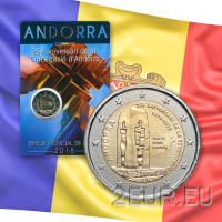 Andorra 2 euro BU coincard 2018 - 25 ° anniversario della costituzione di Andorra