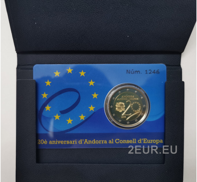 Andorra 2 euro prova 2014 - 20 anni nel Consiglio d'Europa