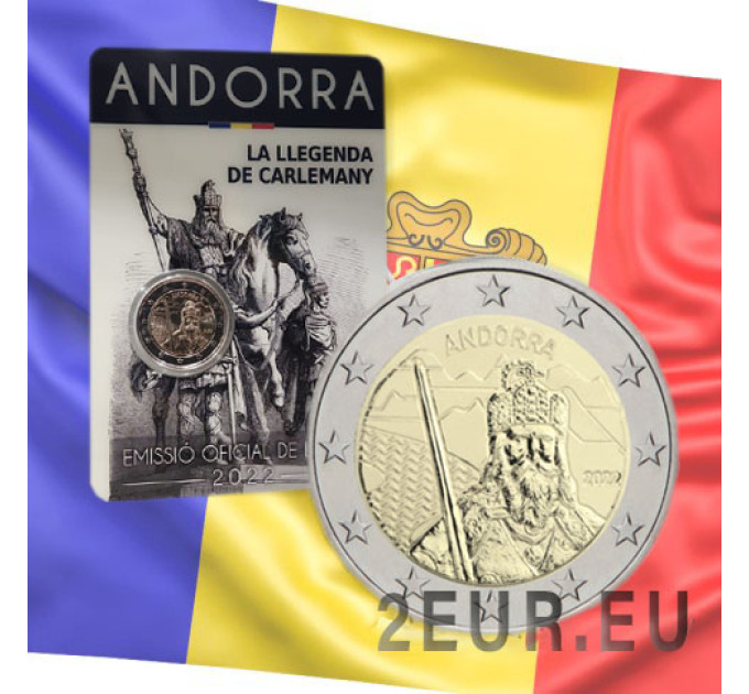 Andorra 2 euro FDC coincard 2022 - La leggenda di Carlo Magno