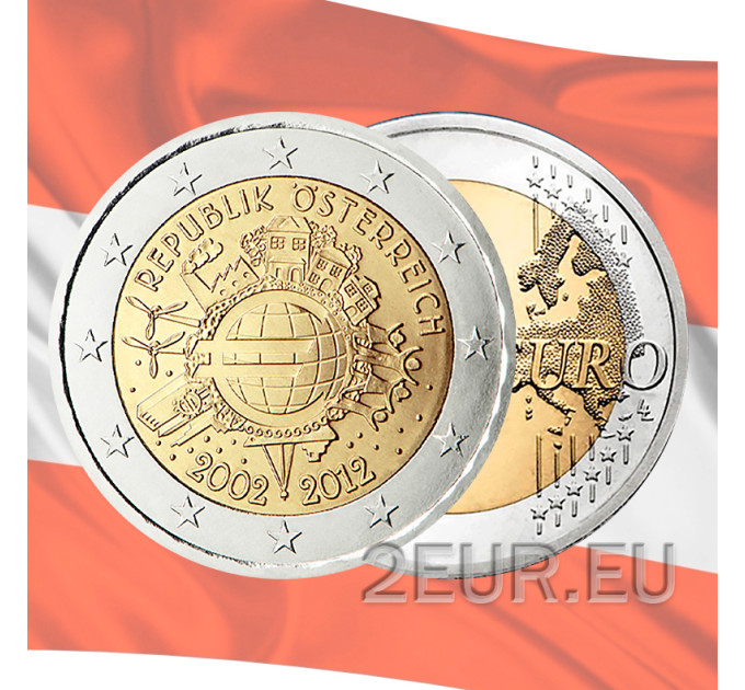 Austria 2 euro UNC 2012 - 10 anni di Euro Cash
