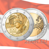 Austria 2 euro UNC 2018 - 100° anniversario della fondazione della Repubblica d'Austria