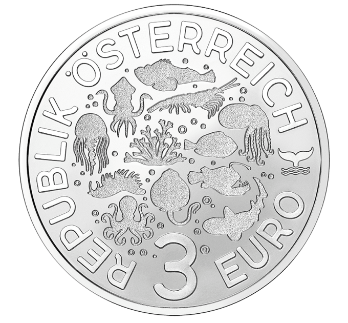 Austria Moneta da 3 euro 2025 -  Vita marina luminosa - Pesce scorpione diavolo