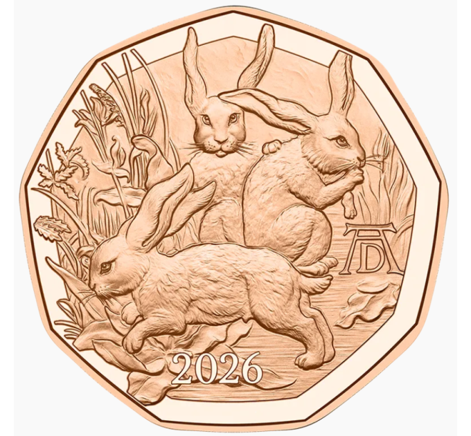 Austria 5 euro 2026 - I tre conigli di Dürer
