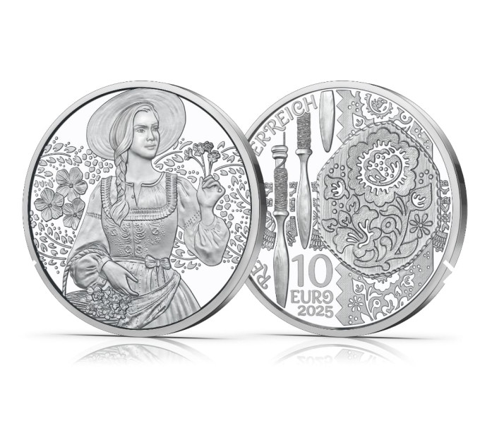  Austria 10 euro  Moneta d'argento 2025 - Aufdirndln – Lino