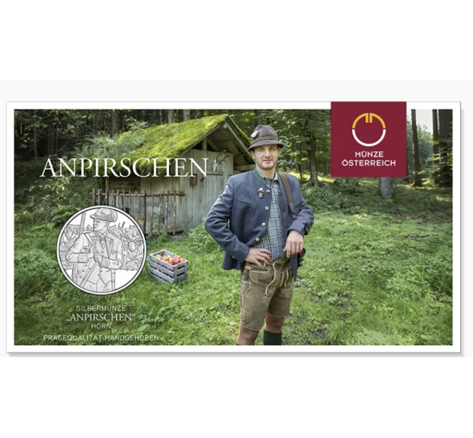 Austria 10 euro  Moneta d'argento 2026 - Aufdirndln – Anpirschen - Horn