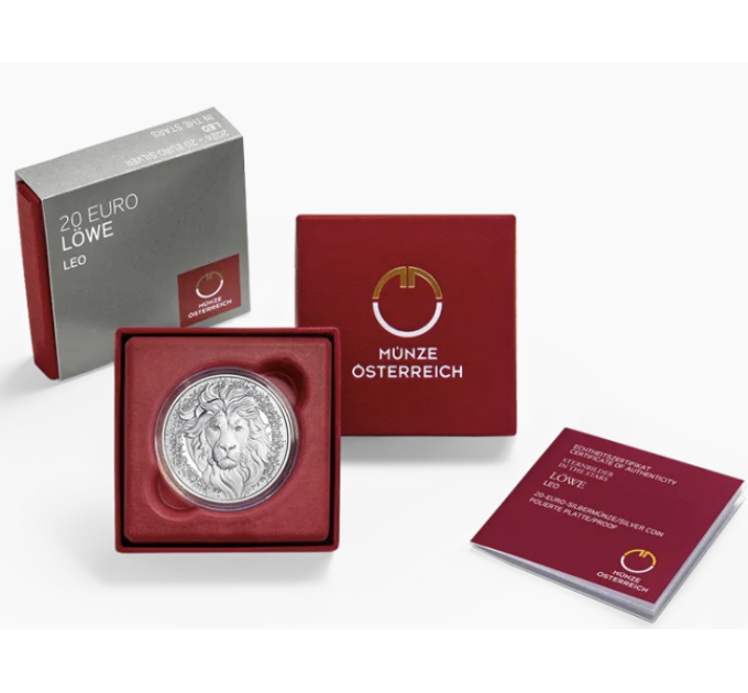 Austria 20 euro Moneta d'argento 2026 – Leone