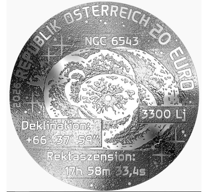 Austria 20 euro Moneta d'argento 2026 – L'universo inesplorato: Nebulosa Occhio di Gatto