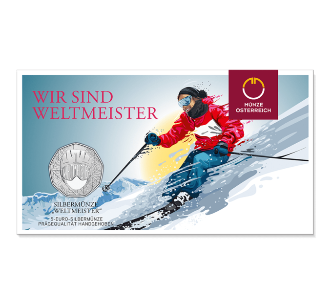 Austria 5 euro Moneta d'argento 2024 - Campione del mondo