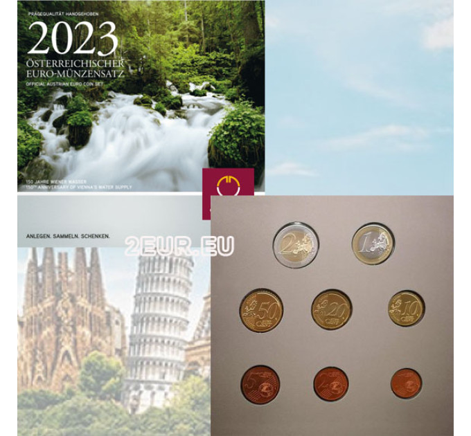 Austria Set di monete in euro FDC 2023 - 150 anni di acqua viennese