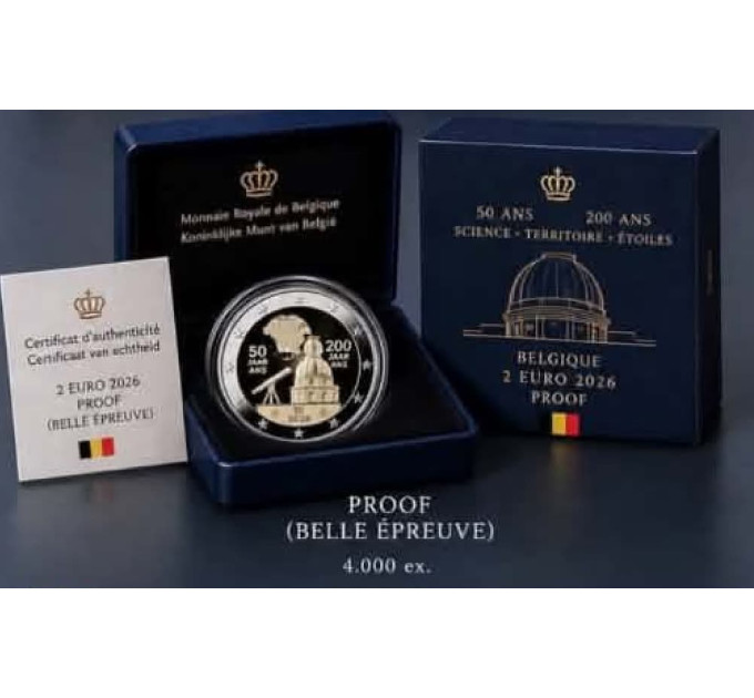 Belgio 2 euro proof 2026 - L’Istituto Geografico Nazionale (NGI)