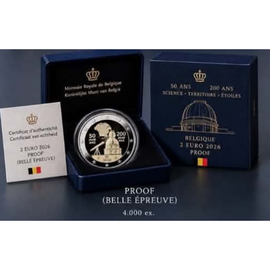 Belgio 2 euro proof 2026 - L’Istituto Geografico Nazionale (NGI)