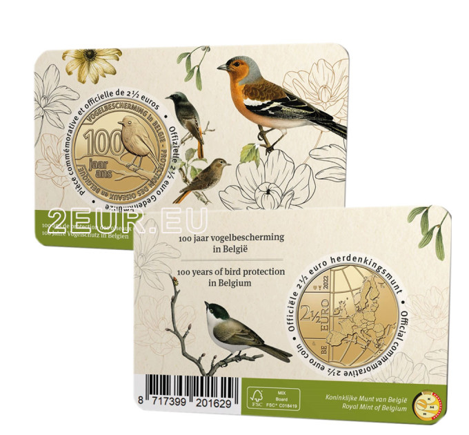 Belgio 2,5 euro BU 2022 - 100 anni di protezione degli uccelli in Belgio - FR