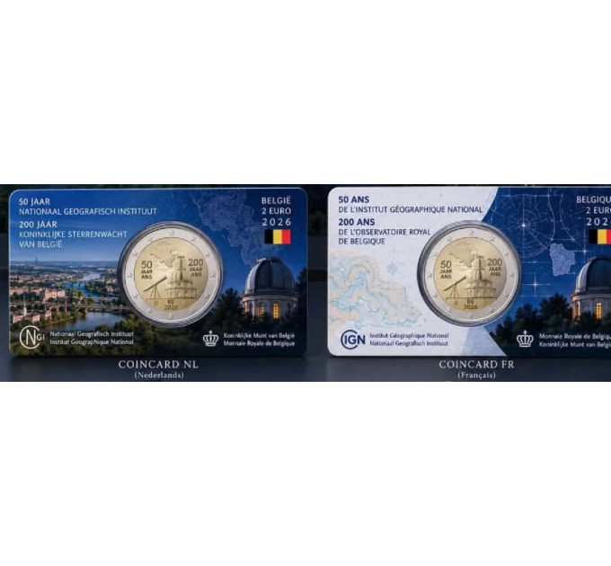 Belgio 2 euro BU 2026 - L’Istituto Geografico Nazionale (NGI) - FR + NL