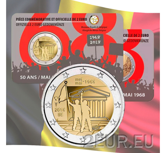 Belgio 2 euro BU 2018 - 50° anniversario del maggio 1968 Eventi in Belgio - Rivolta studentesca - FR