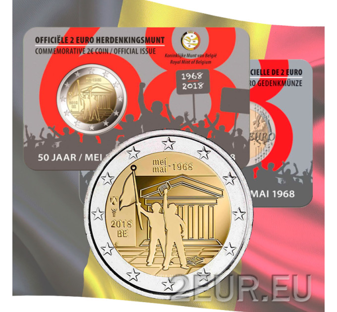 Belgio 2 euro BU 2018 - 50° anniversario del maggio 1968 Eventi in Belgio - Rivolta studentesca - NL