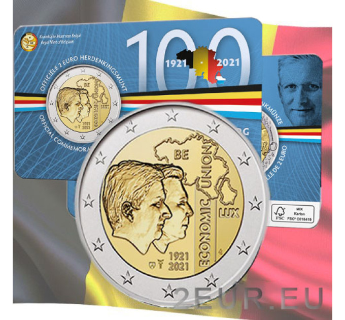 Belgio 2 euro BU2021 - 100° anniversario del Belgio - Lussemburgo Economic Union (BLEU) - NL