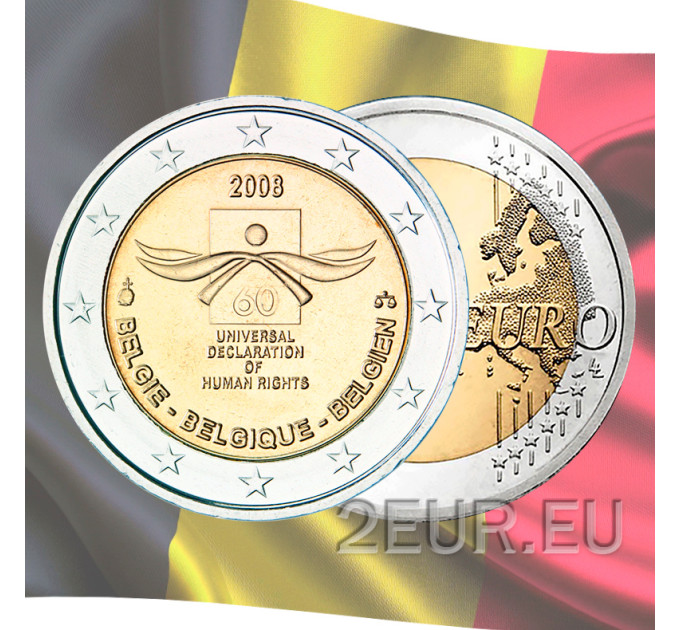 Belgio 2 euro UNC 2008 - 60 ° anniversario della promulgazione dei diritti umani