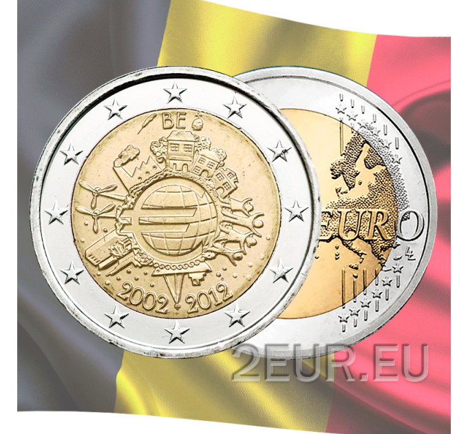 Belgio 2 euro UNC 2012 - 10 anni di contanti in euro 