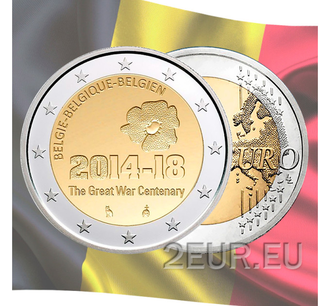 Belgio 2 euro UNC 2014 - 100 anni dall'inizio della prima guerra mondiale 