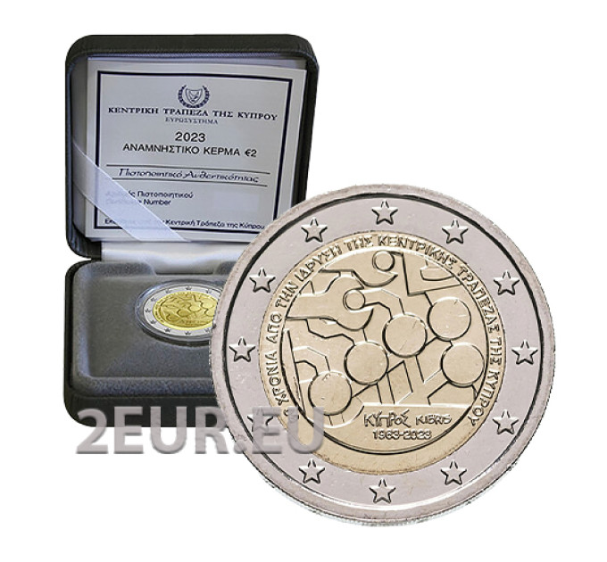 Cipro 2 euro proof 2023 - 60° anniversario della Banca Centrale di Cipro