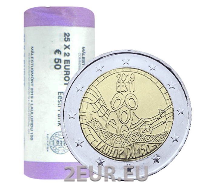 ESTONIA 2 ROTOLO EURO 2019 - 150° anniversario del primo Festival della canzone estone