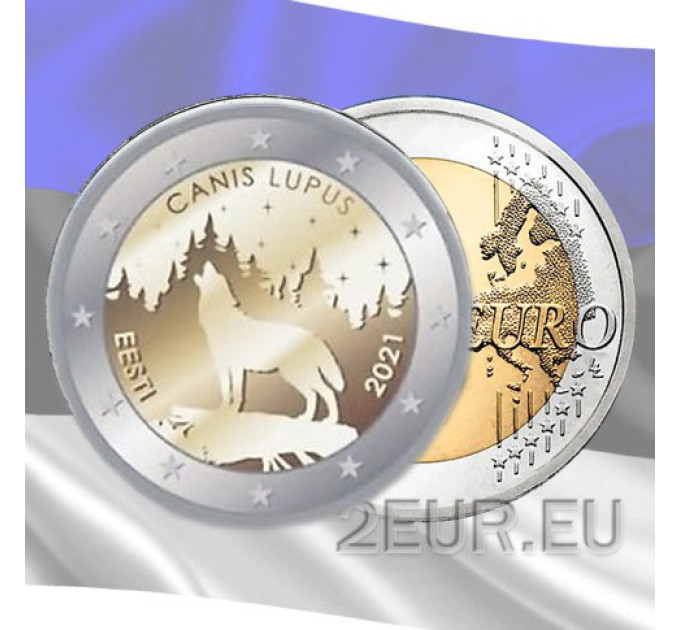 Estonia 2 euro UNC 2021/2 - animale nazionale - lupo
