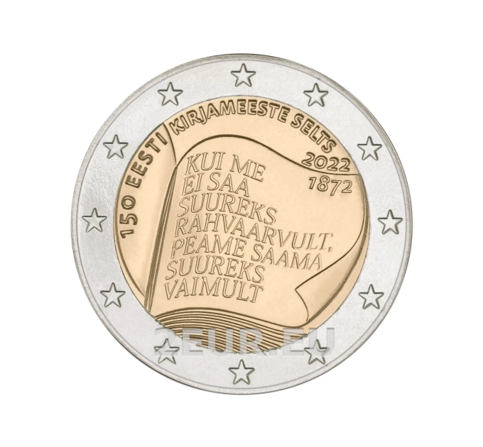 Estonia 2 euro UNC 2022 - 150° anniversario della Society of Estonian Literati