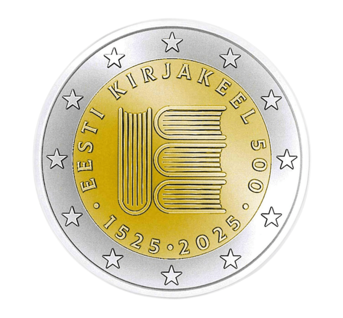 Estonia 2 euro UNC 2025 - 500 anni di lingua scritta estone