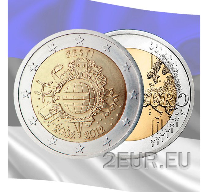 Estonia 2 euro UNC 2012 - 10 anni di euro contanti