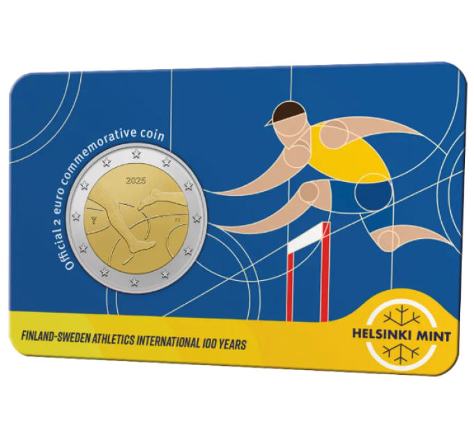 Finlandia 2 euro BU 2025 - 100 anni di atletica leggera internazionale Finlandia-Svezia - Eng