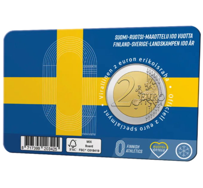 Finlandia 2 euro BU 2025 - 100 anni di atletica leggera internazionale Finlandia-Svezia - Eng