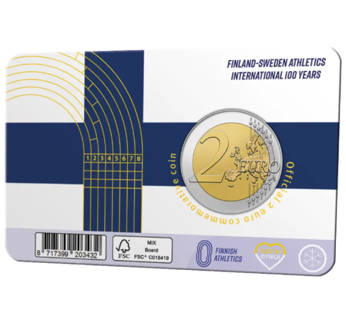 Finlandia 2 euro BU 2025 - 100 anni di atletica leggera internazionale Finlandia-Svezia - Fin/Swed