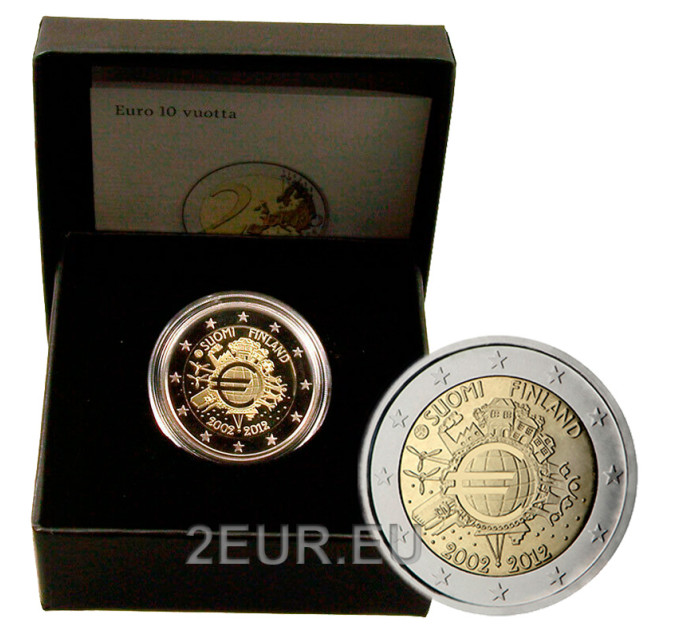 Finlandia 2 euro proof 2012 - 10 anni di Euro Cash  