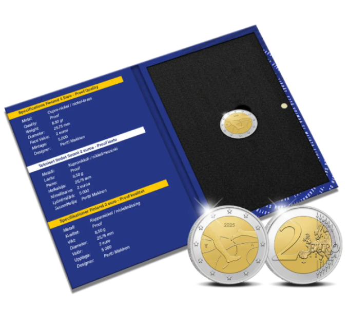 Finlandia 2 euro Proof 2025 - 100 anni di atletica leggera internazionale Finlandia-Svezia
