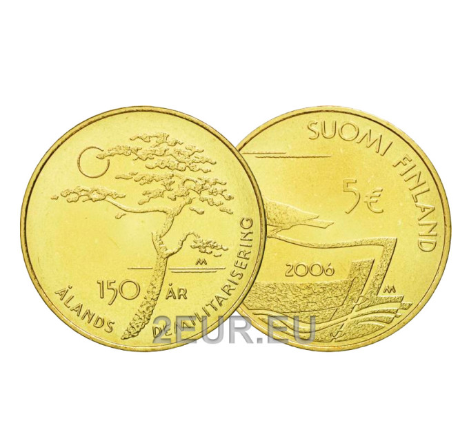 Finlandia 5 euro UNC 2006 - 150 anni Smilitarizzazione delle Isole Aland