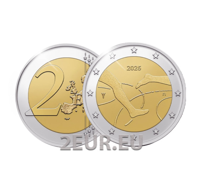 Finlandia 2 euro UNC 2025 - 100 anni di atletica leggera internazionale Finlandia-Svezia