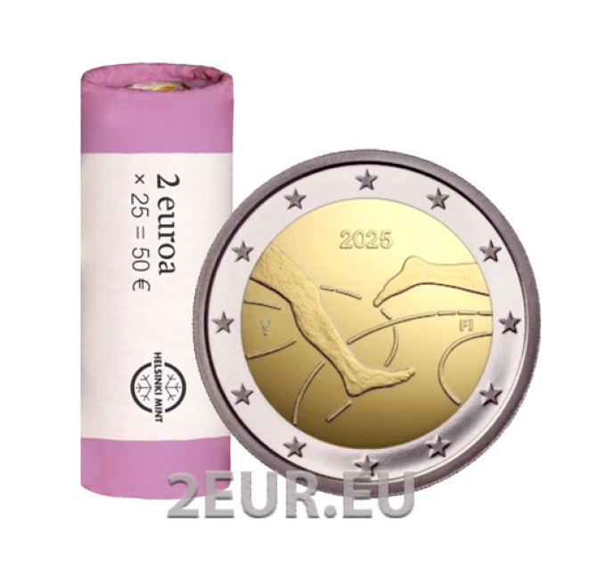 Finlandia 2 EURO ROTOLO 2025 - 100 anni di atletica leggera internazionale Finlandia-Svezia