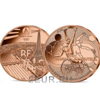 Francia 1/4 euro UNC 2021 - Giochi Olimpici di Parigi 2024 - Tennis su sedia a rotelle