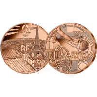 Francia 1/4 euro UNC 2023 - Giochi Olimpici di Parigi 2024 - Cestino sportivo per sedia a rotelle