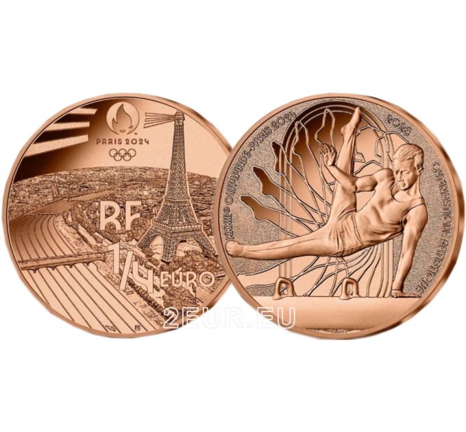 Francia 1/4 euro UNC 2023 - Giochi Olimpici di Parigi 2024 - Ginnastica artistica sportiva