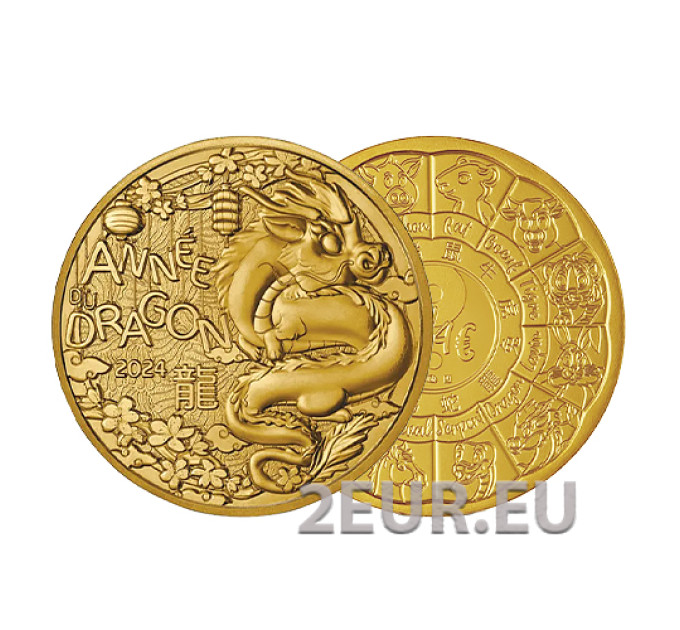 Francia 1/4 euro UNC 2024 - Calendario cinese - Anno del Drago