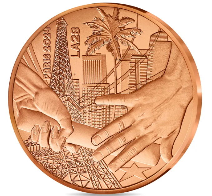 Francia 1/4 euro UNC 2024 - Giochi Olimpici di Parigi 1924 - Consegna Parigi-Los Angeles