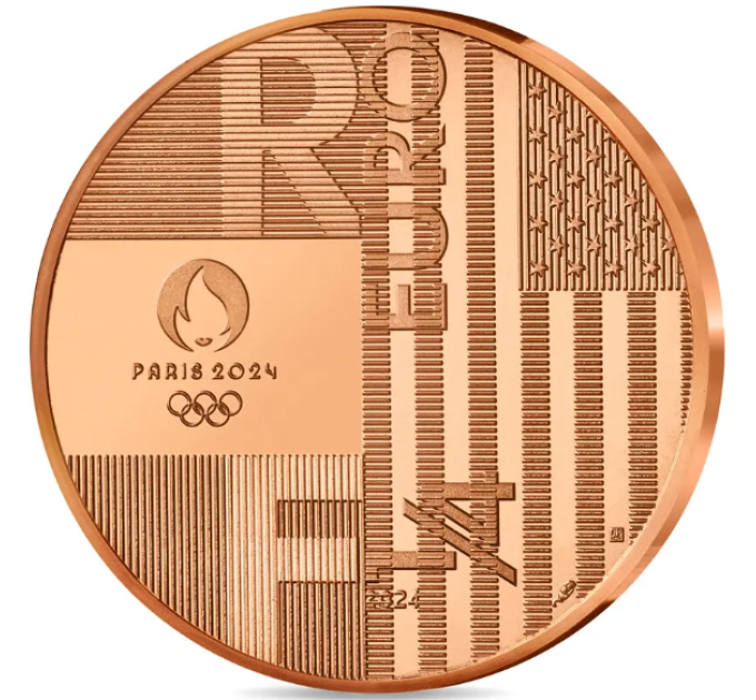 Francia 1/4 euro UNC 2024 - Giochi Olimpici di Parigi 1924 - Consegna Parigi-Los Angeles