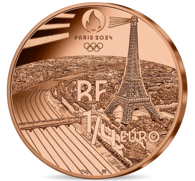 Francia 1/4 euro UNC 2024 - Giochi Olimpici di Parigi 2024 – Staffetta della torcia olimpica