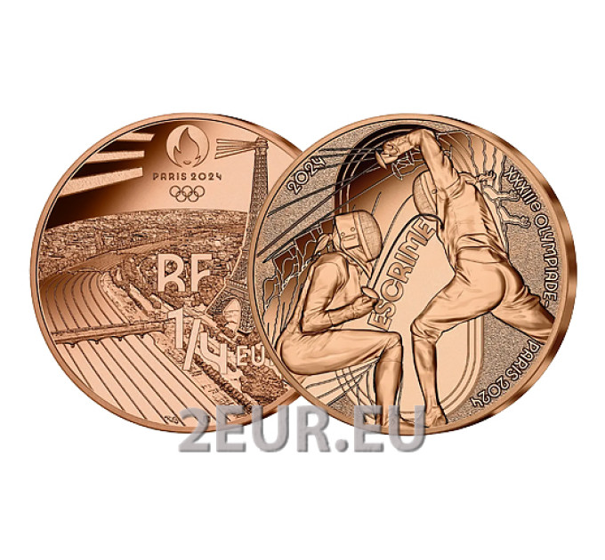 Francia 1/4 euro UNC 2024 - Giochi Olimpici di Parigi 2024 – Scherma sportiva