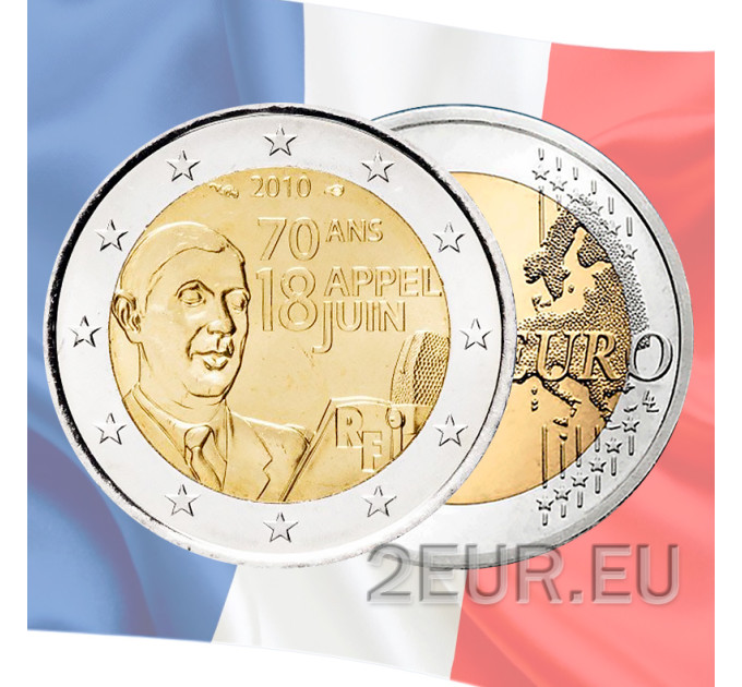 Francia 2 euro FDC 2010 - 70° anniversario dell'Appello del 18 giugno 1940 - Charles de Gaulle