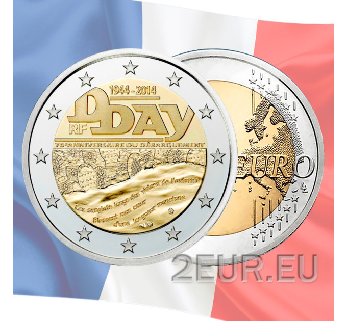 Francia 2 euro FDC 2014 - 70° anniversario dello sbarco in Normandia del 6 giugno 1944 - D-Day